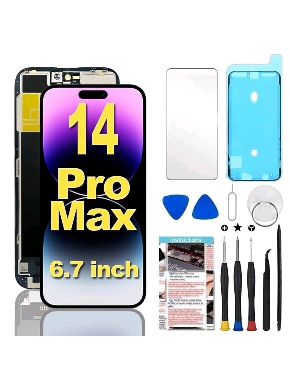 Fixerman for iPhone 14 Pro Max Screen Replacement 6.7in Full HD w/ Repair Tools
